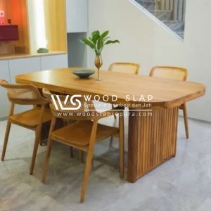 Meja Makan Jati Solid 4 Kursi Minimalis Modern Asli Jepara